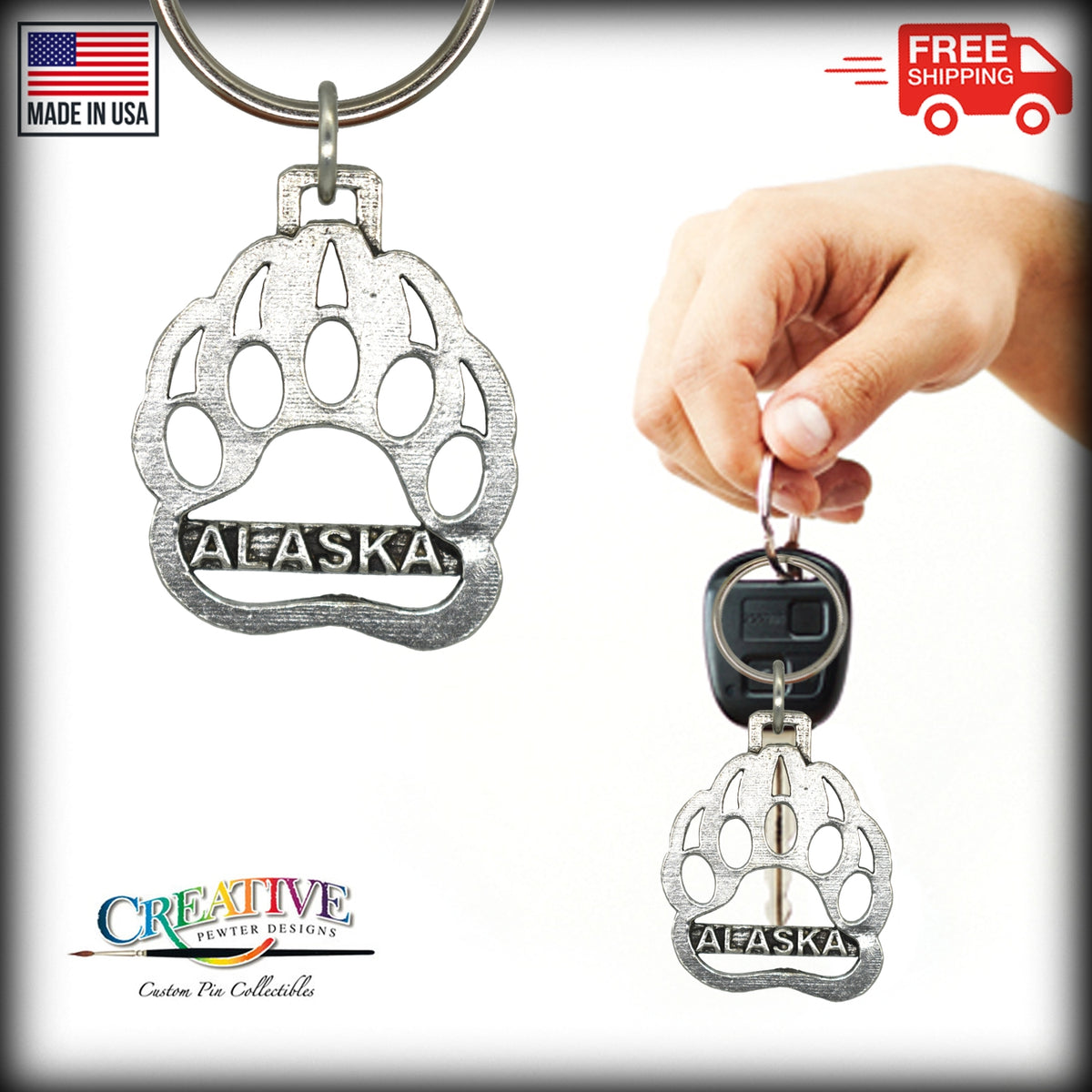 Alaska Bear Print Keychain A644KC