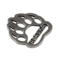 Detailed Antique Pewter Bear Print Alaska Pin that can be worn on a hat, jacket, backpack, etc.