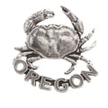 Detailed Antique Pewter Dungeness Crab Oregon Pin that can be worn on a hat, jacket, backpack, etc.