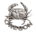 Detailed Antique Pewter Dungeness Crab Oregon Pin that can be worn on a hat, jacket, backpack, etc.