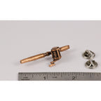 A handcrafted Bait Casting Rod Reel Pin next to a ruler, available for sale at Creativeartisan.com - the image offers a sense of scale