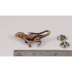 A handcrafted Lizard Pin next to a ruler, available for sale at Creativeartisan.com - the image offers a sense of scale