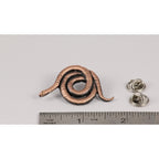 A handcrafted Coral Snake Pin next to a ruler, available for sale at Creativeartisan.com - the image offers a sense of scale
