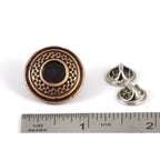 A handcrafted Clay Target Plain Pin next to a ruler, available for sale at Creativeartisan.com - the image offers a sense of scale