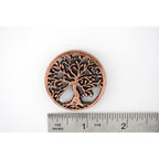 A handcrafted Tree Of Life Pin next to a ruler, available for sale at Creativeartisan.com - the image offers a sense of scale