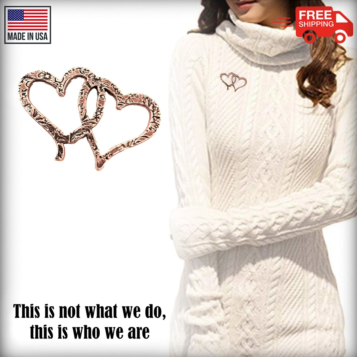 Thin Double Heart Pin A104A