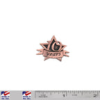 A handcrafted 10 Year Star Pin next to a ruler, available for sale at Creativeartisan.com - the image offers a sense of scale