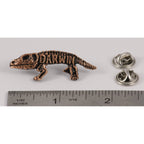 A handcrafted Darwin Pin next to a ruler, available for sale at Creativeartisan.com - the image offers a sense of scale