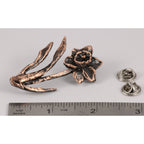 A handcrafted Daffodil Pin next to a ruler, available for sale at Creativeartisan.com - the image offers a sense of scale