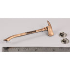 A handcrafted Firemans Axe Firefighter Engraved Pin next to a ruler, available for sale at Creativeartisan.com - the image offers a sense of scale
