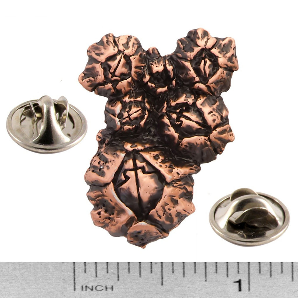 A handcrafted Barnacles Cluster Pin next to a ruler, available for sale at Creativeartisan.com - the image offers a sense of scale