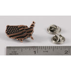 A handcrafted American Flag In Usa Outline Small Pin next to a ruler, available for sale at Creativeartisan.com - the image offers a sense of scale