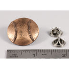 A handcrafted Baseball Pin next to a ruler, available for sale at Creativeartisan.com - the image offers a sense of scale