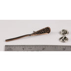 A handcrafted La Crosse Native Stick Pin next to a ruler, available for sale at Creativeartisan.com - the image offers a sense of scale