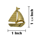 A handcrafted Sailboat Pin next to a ruler, available for sale at Creativeartisan.com - the image offers a sense of scale