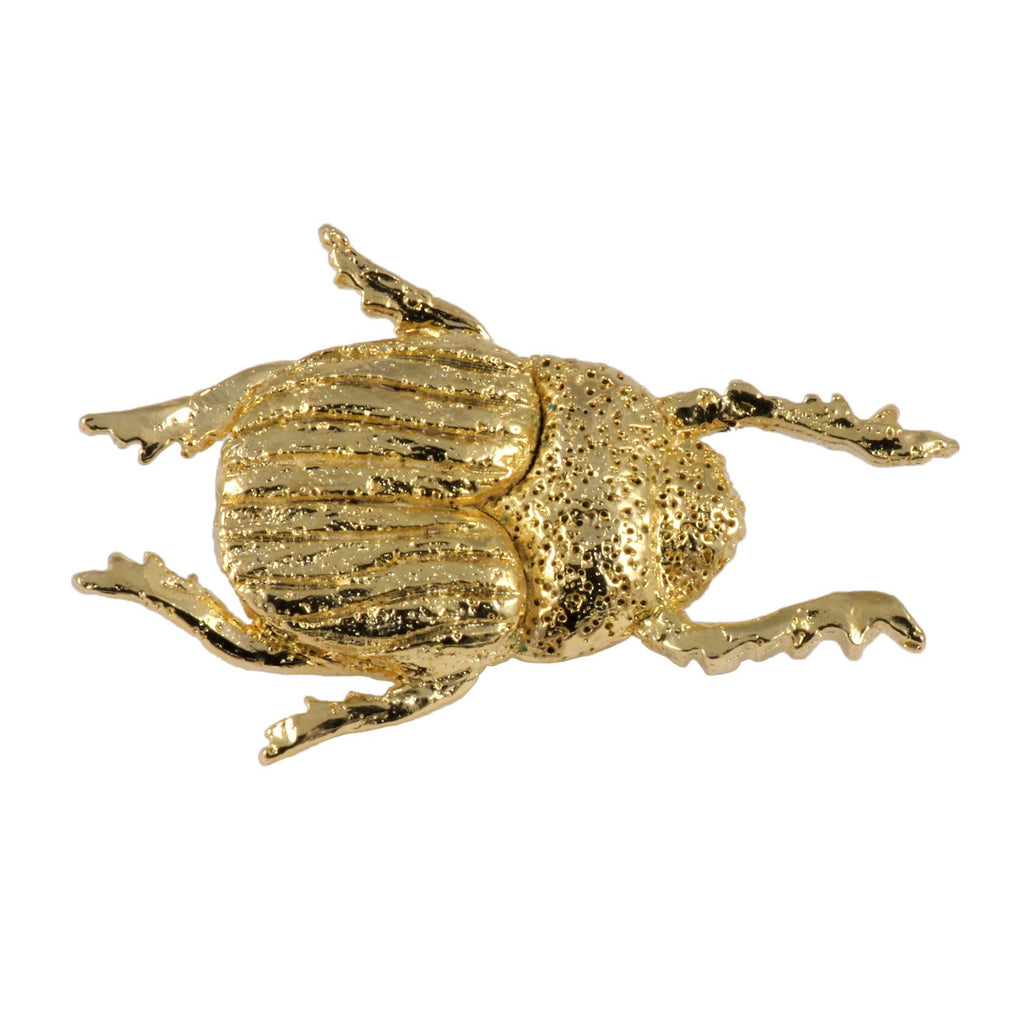 Detailed Gold Plated Beatle Pin that can be worn on a hat, jacket, backpack, etc.