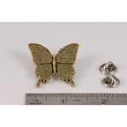 A handcrafted Tiger Swallowtail Butterfly Pin next to a ruler, available for sale at Creativeartisan.com - the image offers a sense of scale