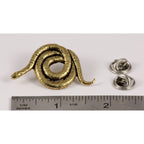 A handcrafted Coral Snake Pin next to a ruler, available for sale at Creativeartisan.com - the image offers a sense of scale