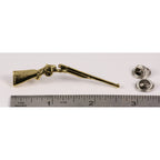 A handcrafted Side By Side Shotgun Pin next to a ruler, available for sale at Creativeartisan.com - the image offers a sense of scale