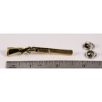 A handcrafted Over Under Shotgun Pin next to a ruler, available for sale at Creativeartisan.com - the image offers a sense of scale