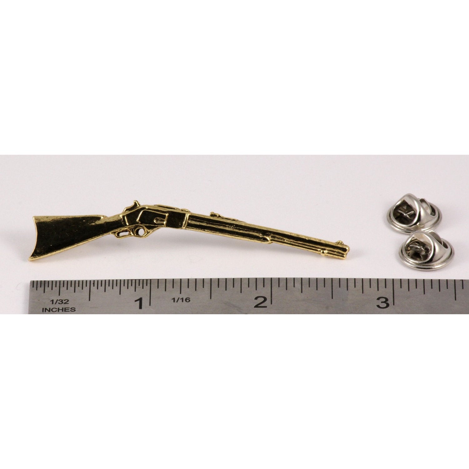 A handcrafted Lever Action Pin next to a ruler, available for sale at Creativeartisan.com - the image offers a sense of scale
