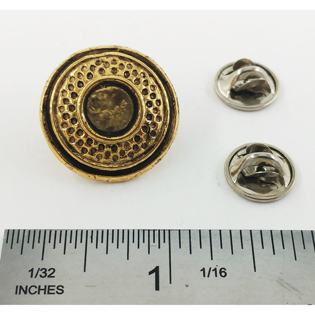 A handcrafted Clay Target Plain Pin next to a ruler, available for sale at Creativeartisan.com - the image offers a sense of scale