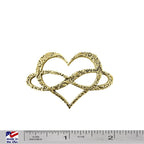 A handcrafted Infinity Heart Pin next to a ruler, available for sale at Creativeartisan.com - the image offers a sense of scale