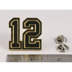 A handcrafted 12 Pin next to a ruler, available for sale at Creativeartisan.com - the image offers a sense of scale