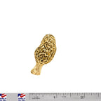 A handcrafted Morel Mushroom Pin next to a ruler, available for sale at Creativeartisan.com - the image offers a sense of scale