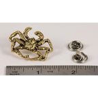 A handcrafted King Crab Pin next to a ruler, available for sale at Creativeartisan.com - the image offers a sense of scale