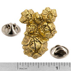 A handcrafted Barnacles Cluster Pin next to a ruler, available for sale at Creativeartisan.com - the image offers a sense of scale
