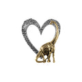 Detailed Gold Plated Brontosaurus In Heart Pin that can be worn on a hat, jacket, backpack, etc.
