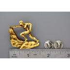 A handcrafted Rock Climber Male Pin next to a ruler, available for sale at Creativeartisan.com - the image offers a sense of scale