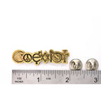 A handcrafted Coexist Pin next to a ruler, available for sale at Creativeartisan.com - the image offers a sense of scale