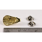 A handcrafted La Crosse Small Head Pin next to a ruler, available for sale at Creativeartisan.com - the image offers a sense of scale