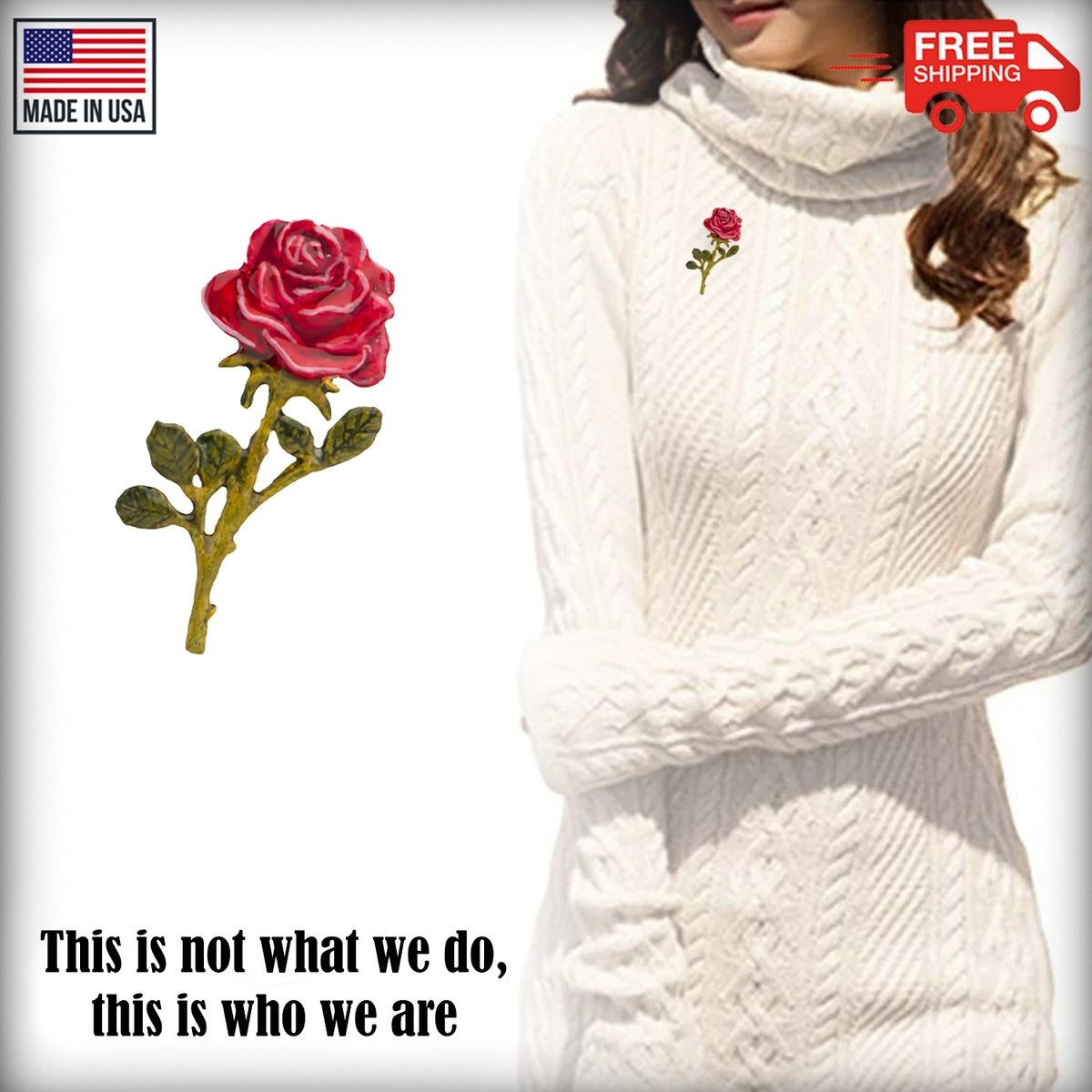 Rose With Stem Premium Pin A137PR