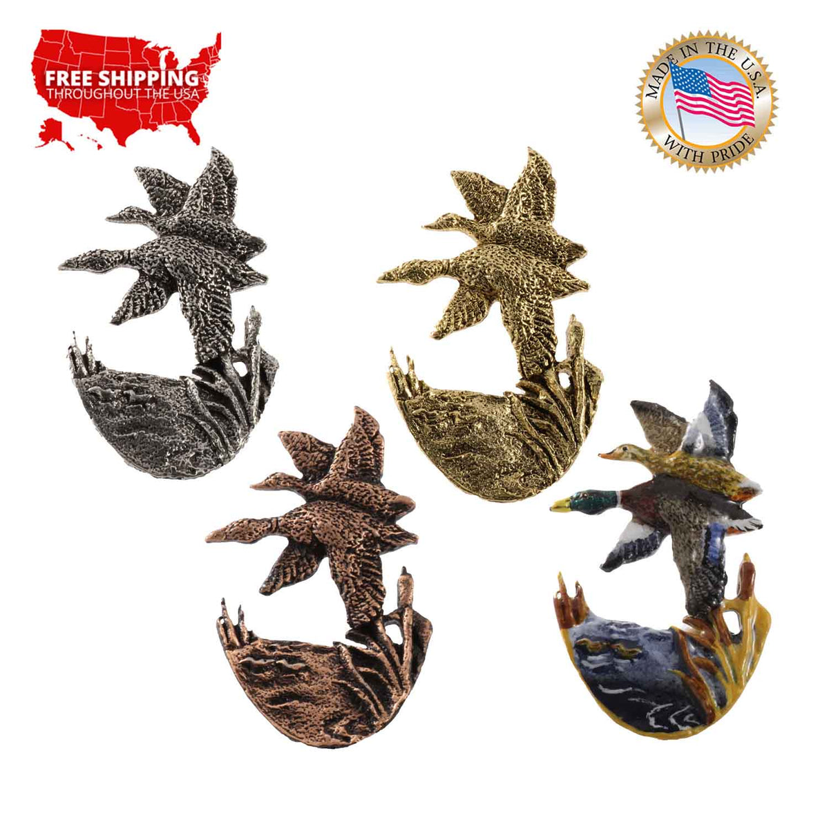 Mallard Flying In Cattails Premium Pin B007PR