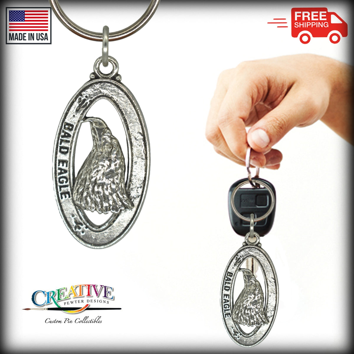 Bald Eagle Head Keychain B050KC