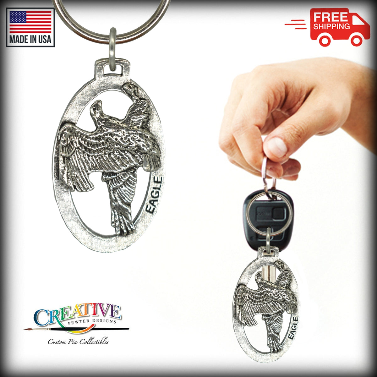 Bald Eagle Flying Keychain B051KC