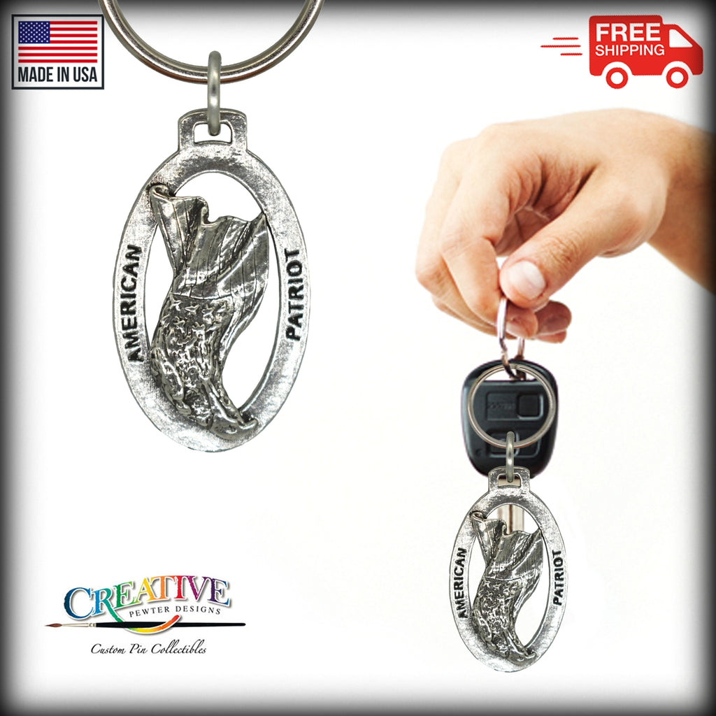 Eagle Head with Flag Keychain B052KC