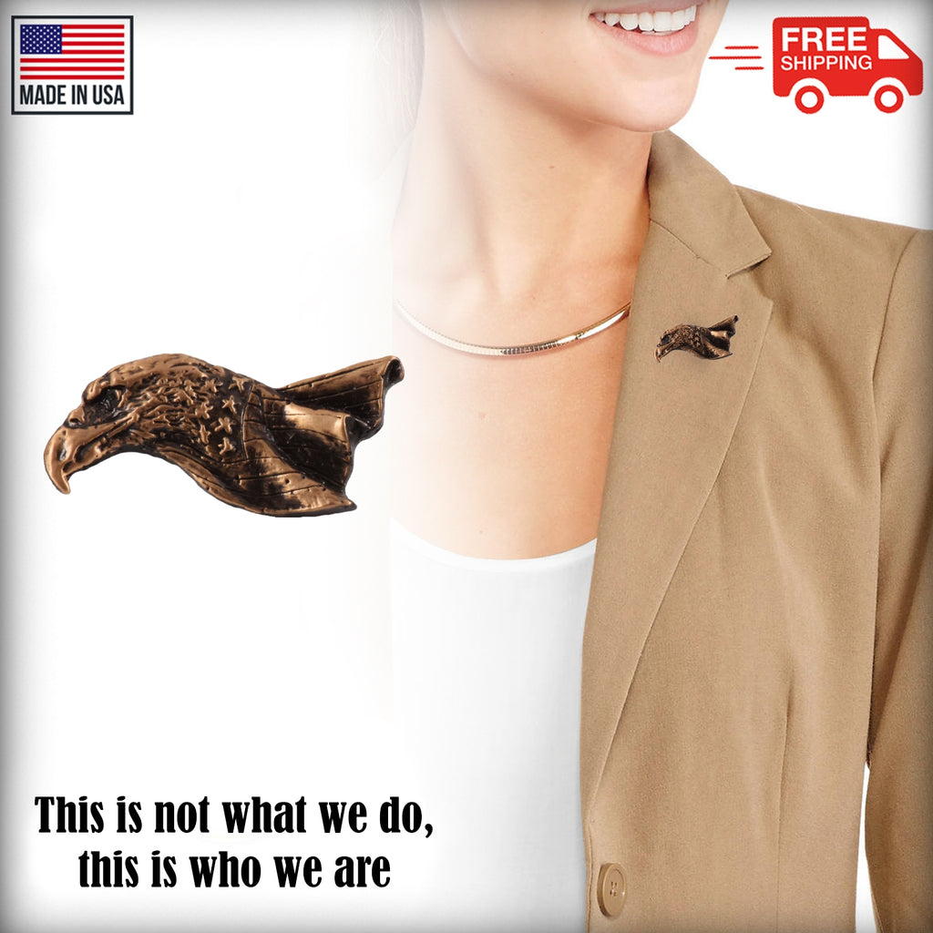 Bald Eagle Head With Flag Pin B052