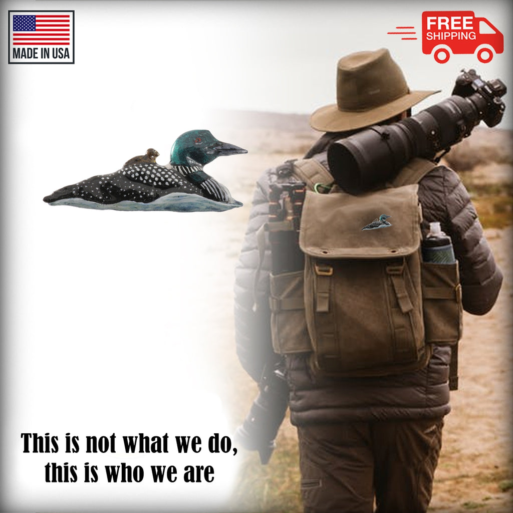 Loon Mother With Chicks Premium Pin B084PR