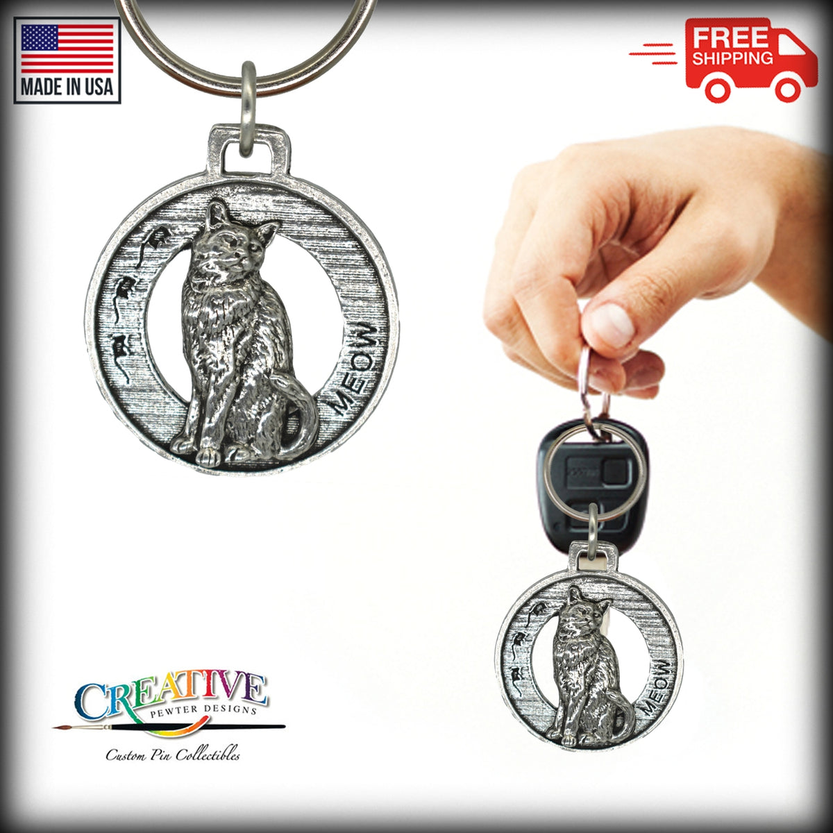 Cat Sitting Keychain C001KC