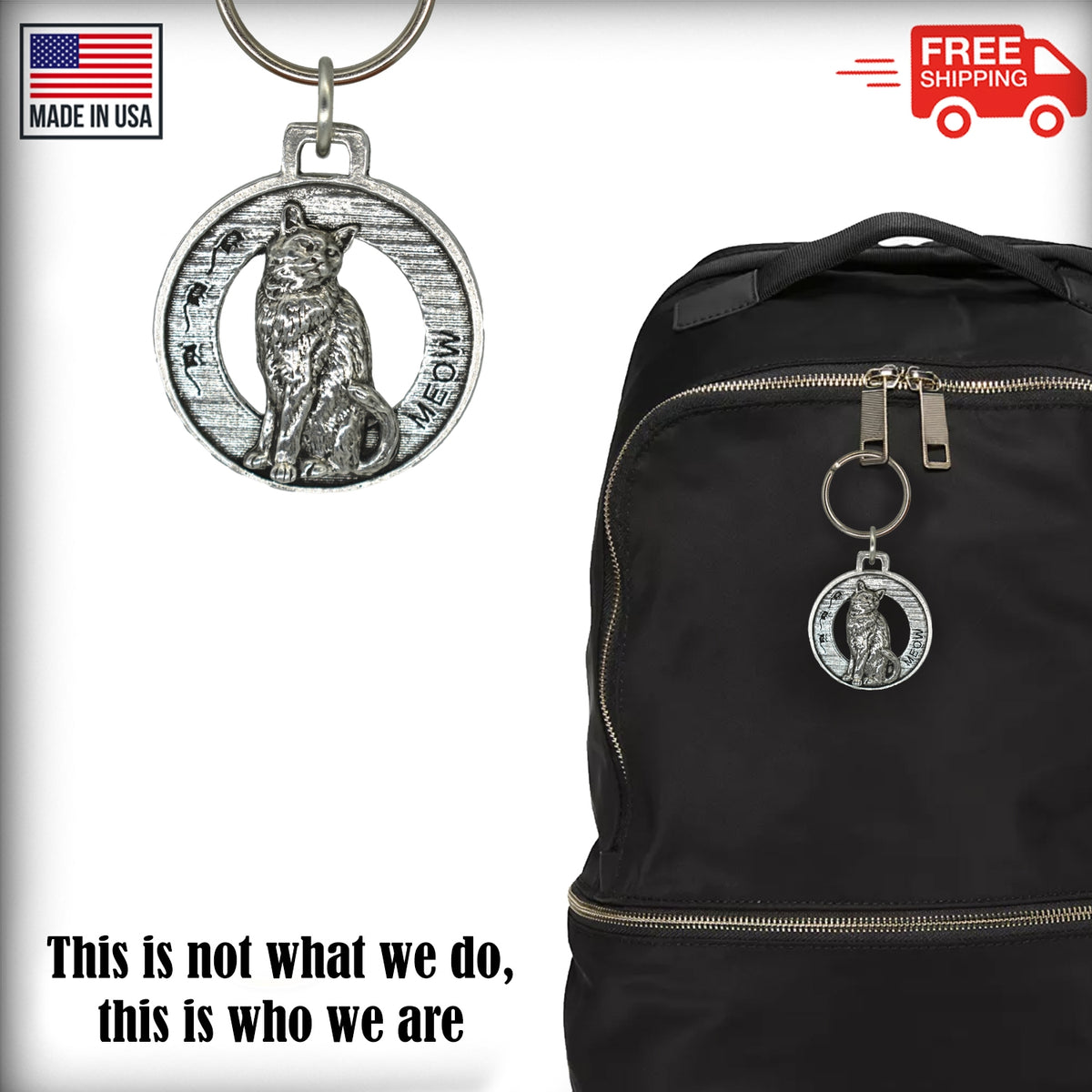 Cat Sitting Keychain C001KC