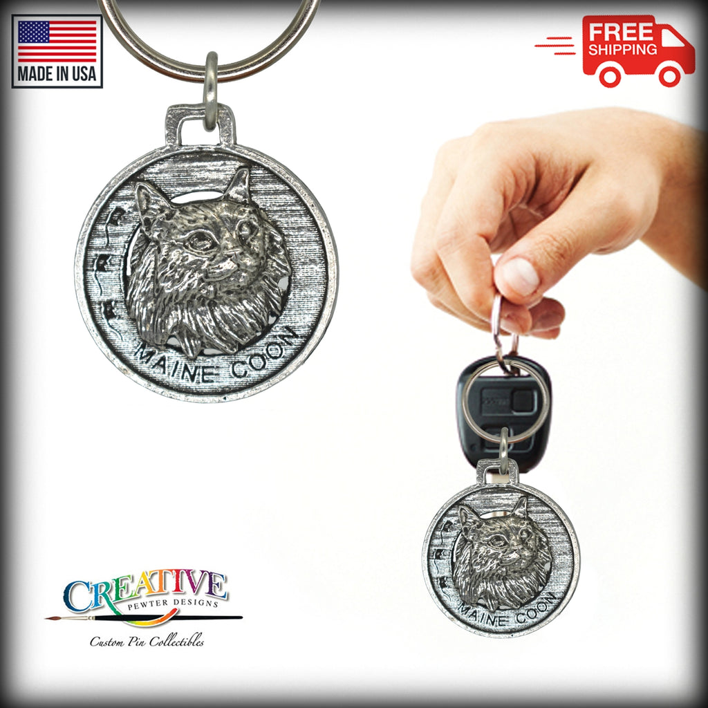 Maine Coon Cat Keychain C005KC
