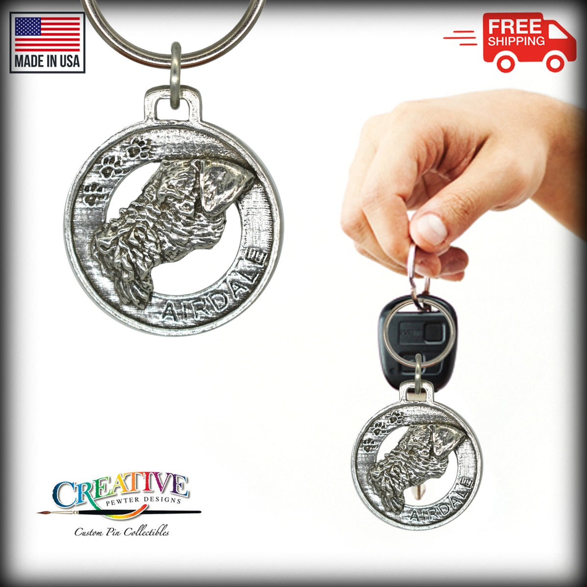 Airedale Terrier Dog Keychain D002KC