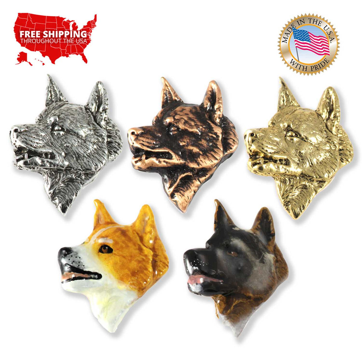 Akita Dog Head Pin D004