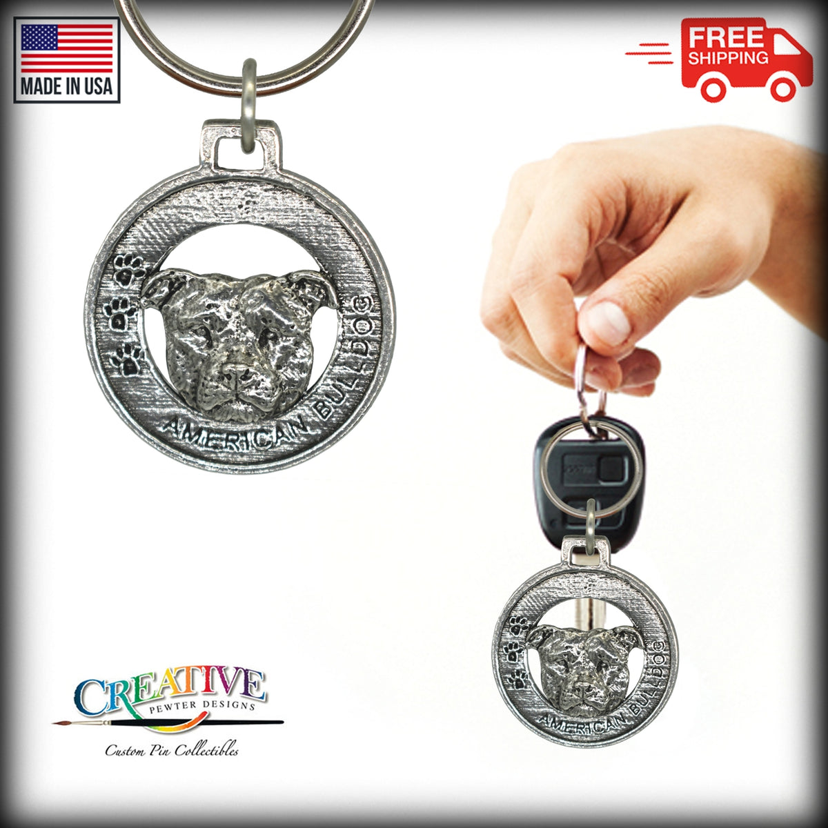 American Bulldog Keychain D006KC