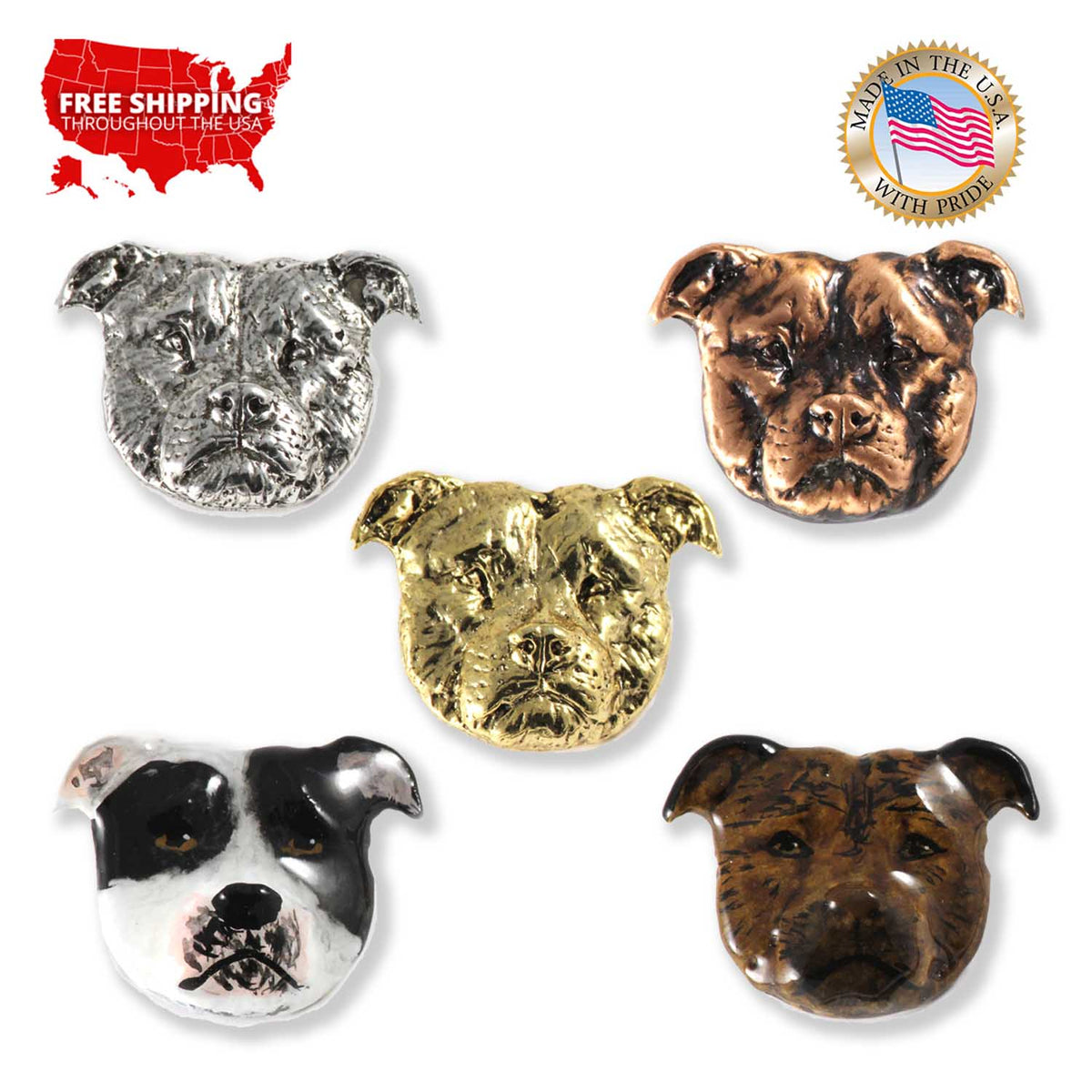 American Bulldog Head Pin D006