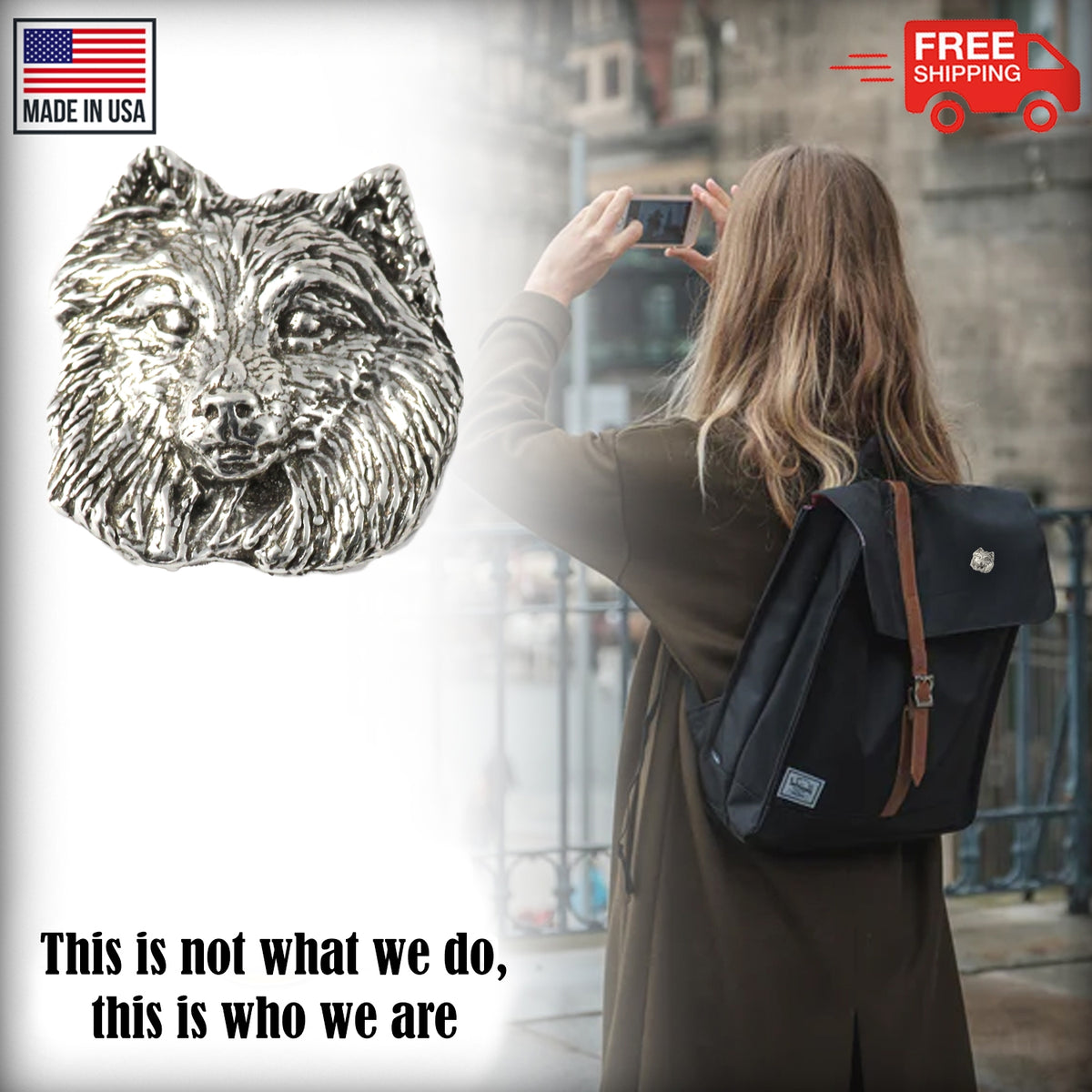 American Eskimo Dog Head Pin D010